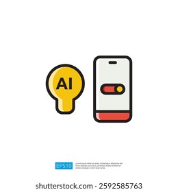 a stylized representation of an AI symbol and a smartphone with a toggle switch, suggesting themes of technology and artificial intelligence Icon