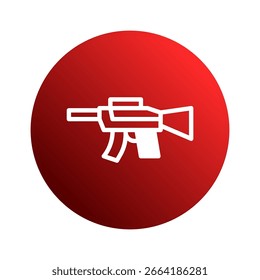 Stilisierte Darstellung eines Sturmgewehrs in roter Kreisform bietet starkes symbolisches visuelles Spieldesign