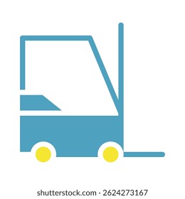 Stylized representation of a forklift, simple and clean graphic illustration