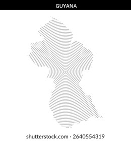 Stylized representation of Guyana using concentric circular lines.