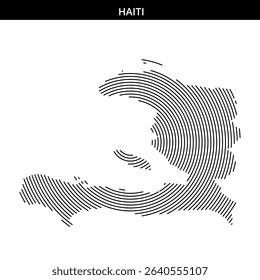 Stylized representation of Haiti in intricate line patterns