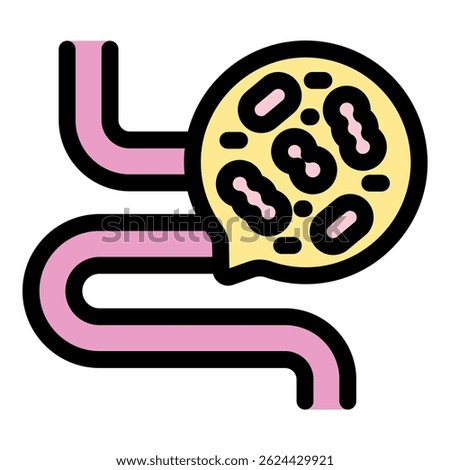 Stylized representation of intestinal bacteria residing within the human gut, contributing to digestive health