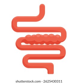 Stylized representation of large intestine with diverticulitis, highlighting digestive health issues
