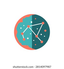 Stylized representation of the Libra zodiac sign in a circular format. Ideal for astrology cosmic or horoscopes themes.