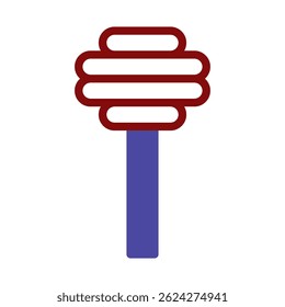 Stylized representation of a lollipop candy on a stick, simple design