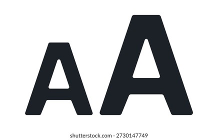 Representação estilizada de letras minúsculas e maiúsculas em fonte escura, mostrando tamanhos de fonte diferentes para ênfase.