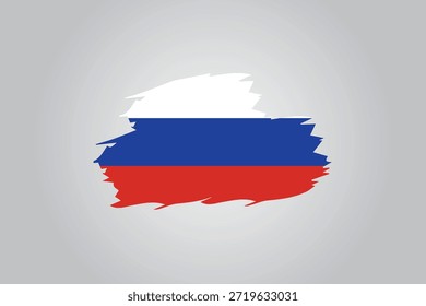 stylized representation of the Russian national flag created with expressive, textured paint brush strokes on a neutral background