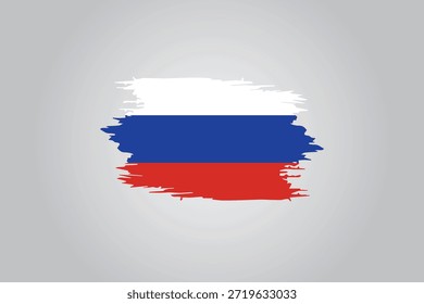 stylized representation of the Russian national flag created with expressive, textured paint brush strokes on a neutral background