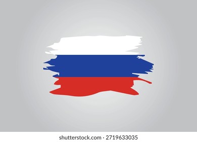 stylized representation of the Russian national flag created with expressive, textured paint brush strokes on a neutral background
