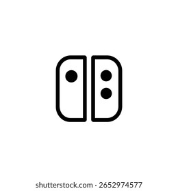 Uma representação estilizada de controles de estilo joy-con divididos mostrados como dois retângulos verticais separados com pontos.