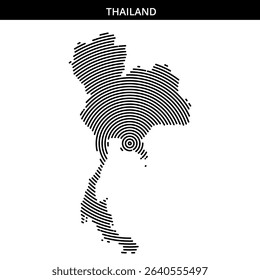 Stylized representation of Thailand's outline using concentric lines.