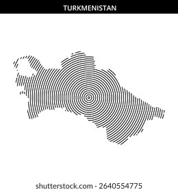 Stylized representation of Turkmenistan using concentric lines.
