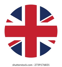 A stylized representation of the union jack flag within a circular shape.