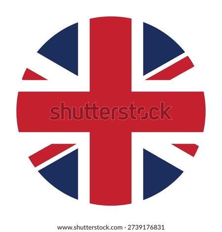 A stylized representation of the union jack flag within a circular shape.