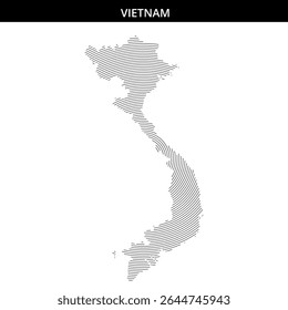 Stylized representation of Vietnam using lines and curves.