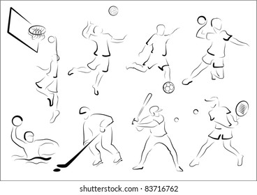 Stylized representatives of eight sport games.