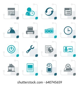 Stylized reservation and hotel icons - vector icon set
