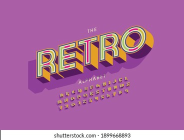 Stylized retro alphabet font vector