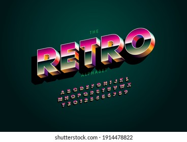 Stylized retro alphabet font vector