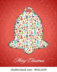 Stylized Retro Background with Christmas Elements
