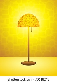 Stylized retro lamp on a warm colored background