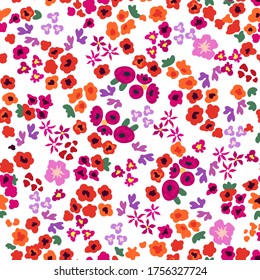 Patrón retro estilizado con amapolas sobre fondo blanco. Impresión sin foco con flores silvestres. Colección de vintage. Plantilla para diseño textil, tarjetas, fondos de pantalla, envolturas de regalo.