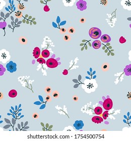 Patrón retro estilizado con rosas sobre fondo gris. Impresión sin foco con flores silvestres. Colección de vintage. Plantilla para diseño textil, tarjetas, fondos de pantalla, envolturas de regalo.
