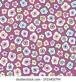 Stylized retro pattern with roses on pastel background. Seamless print with wild flowers. Vintage collection. Template for textile design, cards, wallpapers, gift wrappings. Stock vector illustration