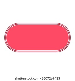 Stylized retro rounded pill frame, with vibrant pink graphic border