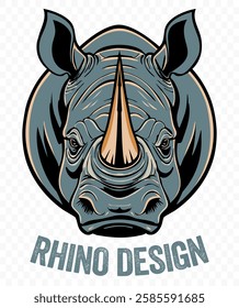 Stylized rhinoceros, blending contemporary design with wildlife themes, symbolizing strength and conservation in modern artistic style. Vector illustration.