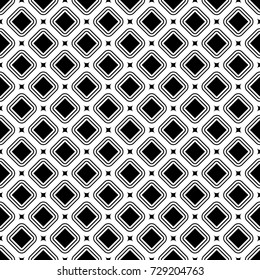 Stylized rhombuses and dots background. Seamless surface pattern design with diamonds contours ornament. Checks wallpaper. Ethnic mosaic motif. Diagonal grid. Digital paper for textile print. Vector.
