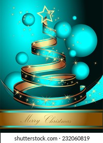 Stylized ribbon Christmas tree. Vector illustration.