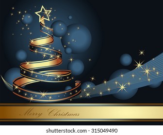 Stylized ribbon Christmas tree. Vector illustration.