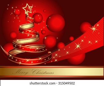 Stylized ribbon Christmas tree. Vector illustration.
