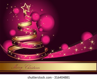 Stylized ribbon Christmas tree. Vector illustration.