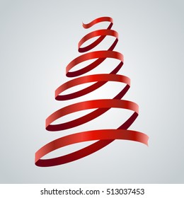 Stylized ribbon Christmas tree. Vector illustration.  