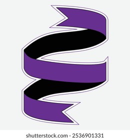 A stylized ribbon design in purple and black, suitable for decoration or graphic use.