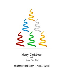 Stylized ribbons Christmas tree. Vector illustration