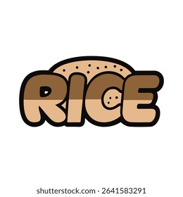 A stylized rice text design with a bun on top of the letters
