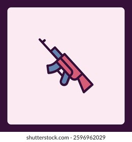 Stylized Rifle Icon on Soft Pastel Backdrop for Graphic Design Elements