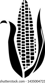 Stylized ripe corn ear with husk