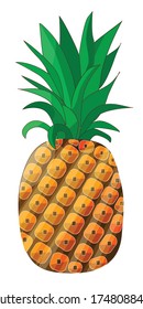 Piña estilizada y madura aislada sobre un fondo blanco. Vector. EPS10.