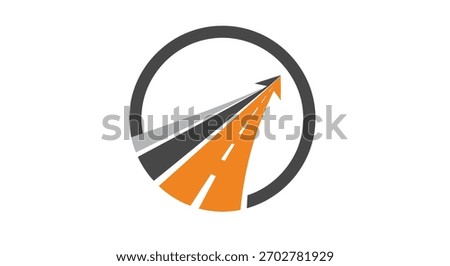 A stylized road leading upward and forward symbolizing progress and direction