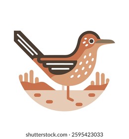 Stylized Roadrunner Illustration, Desert Bird Vector