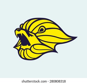 stylized roaring lion head vector design