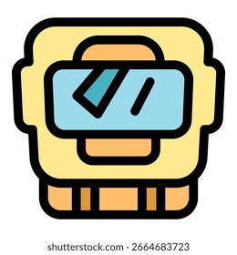 Stylized robot head featuring a bold geometric design