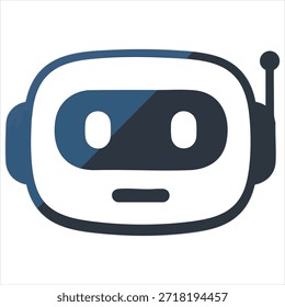 Ícone de cabeça de robô estilizado com personagem de logotipo de antena