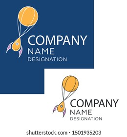 Stylized rocket and balloon symmetrically arranged for companies organizing festive events.