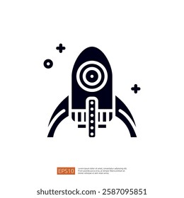 A stylized rocket icon with a circular window and fins, representing space exploration and technology.