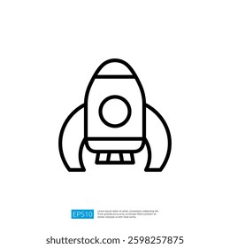 Stylized Rocket Icon with Clean Lines and Minimalist Design Representing Adventure in Space Exploration and Technology